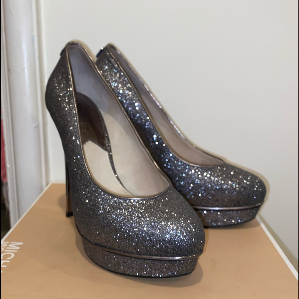 COPY - MICHAEL KORS Gideon Pump Gunmetal Glitter Sparkle